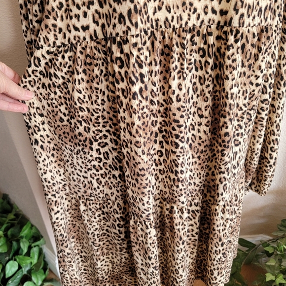 Leopard Print Long Sleeve Dress Sz XL - Picture 3 of 8